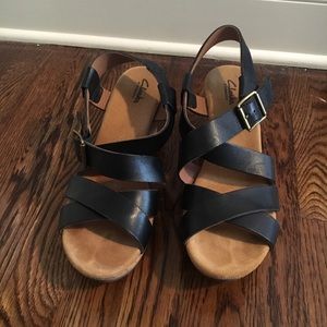 Leather strapy wedges